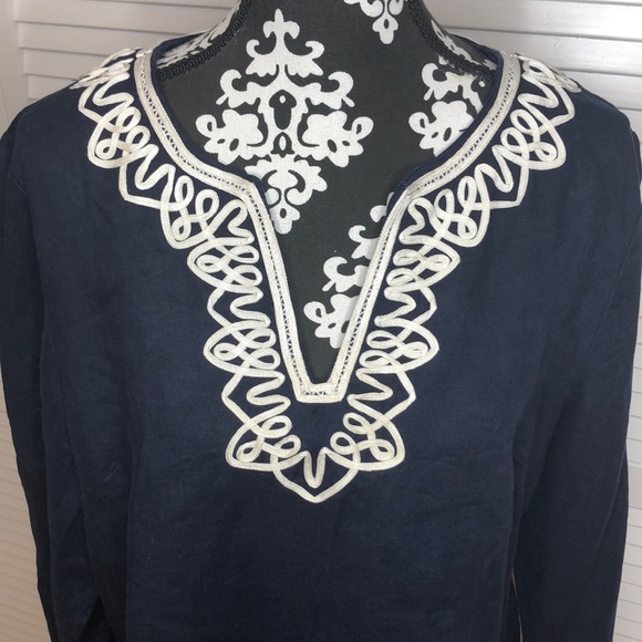 Talbots Tops - Talbots 100% Linen V Neck Detailed Top XL